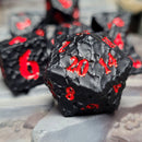 Meteorite Black Red Metal Dice Set