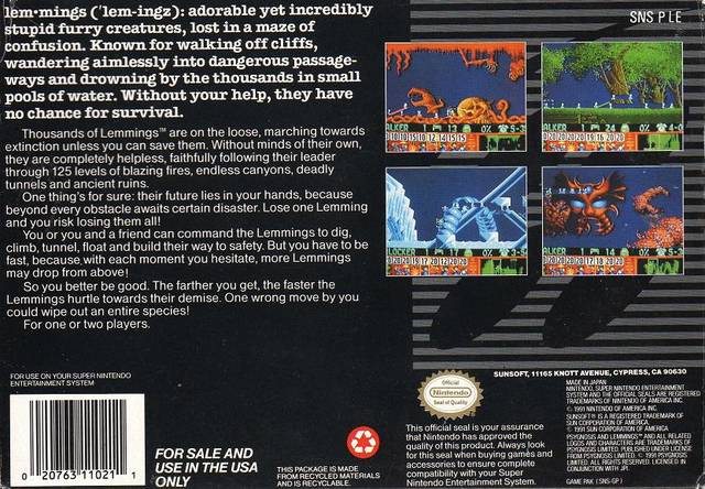 Lemmings  - Super Nintendo, SNES Pre-Played