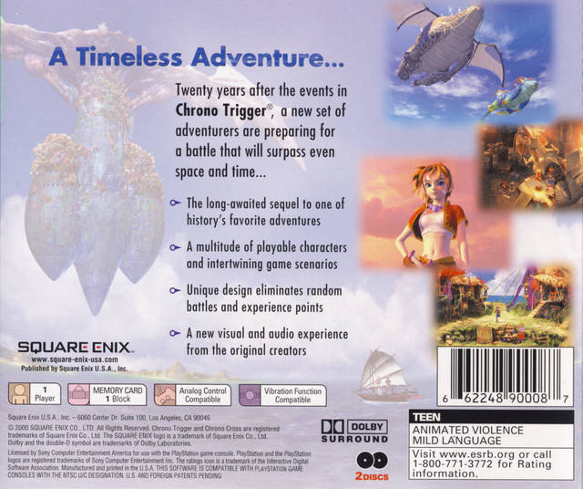 Chrono Cross Back Cover - Playstation 1 Pre-Played