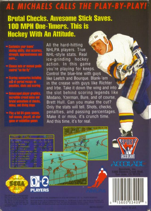 Brett Hull Hockey 95 (Original Case) - Sega Genesis Pre-Played