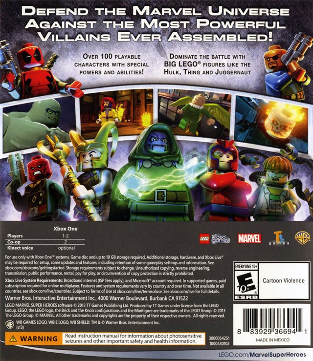 Lego Marvel Super Heroes Back Cover - Xbox One Pre-Played