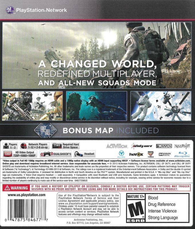 Call of Duty Ghosts Back Cover - Playstation 3 Pre-Played