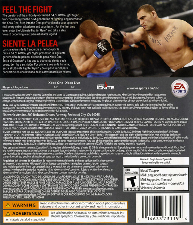 EA Sports UFC Back Cover - Xbox One Pre-Played