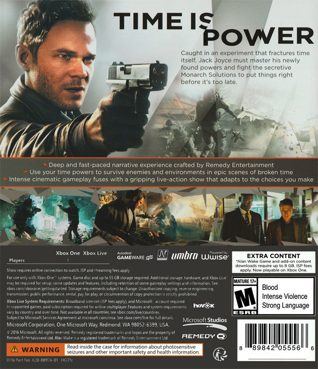Quantum Break Back Cover - Xbox One