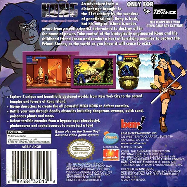 Kong The Animated Series Back Cover - Nintendo Gameboy Advance Pre-Played