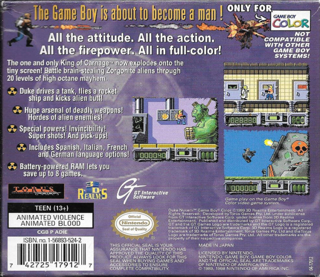 Duke Nukem - Nintendo GameBoy Color Pre-Played