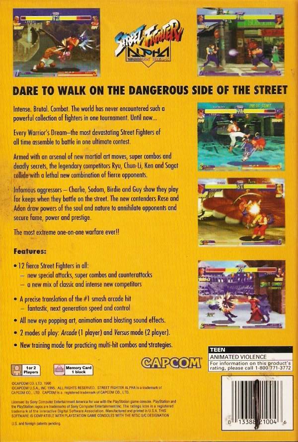 Street Fighter Alpha: Warriors' Dreams Back Cover - Playstation 1 Pre-Played