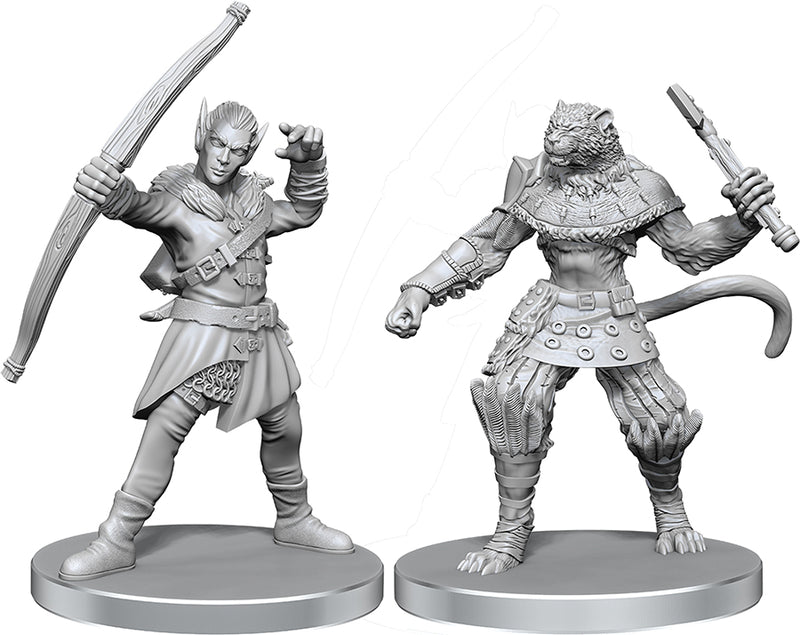 Elf Hunter & Catfolk Bandit W26 - Pathfinder Battles Deep Cuts Unpainted Miniatures