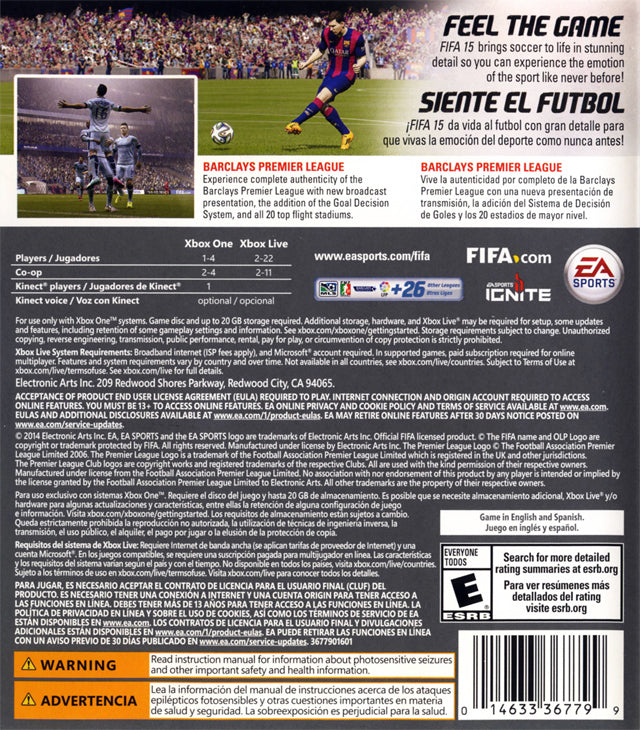 FIFA 15 Back Cover - Xbox One Pre-Played