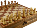 Walnut/Maple Chest and Single Weighted Chessmen Set