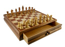Walnut/Maple Chest and Single Weighted Chessmen Set