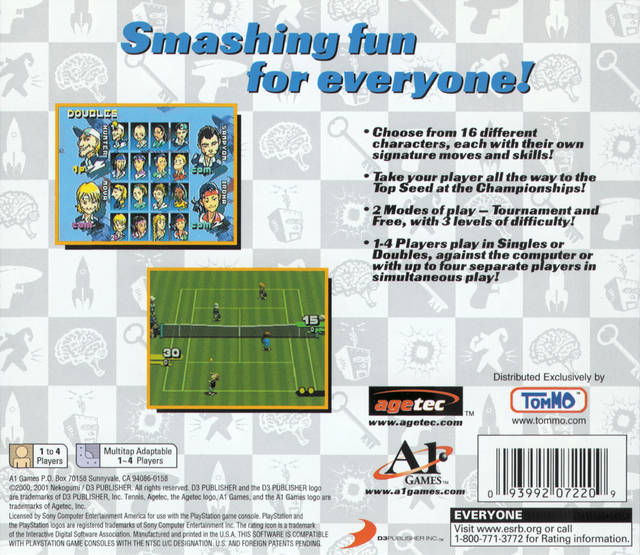 Tennis Back Cover - Playstation 1 Pre-Played