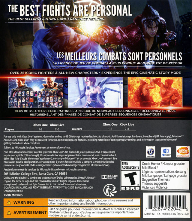 Tekken 7 Back Cover - Xbox One Pre-Played