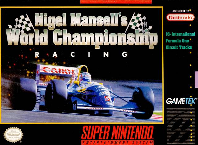 Nigel Mansell's World Championship Racing Front Cover - Super Nintendo, SNES Pre-Played