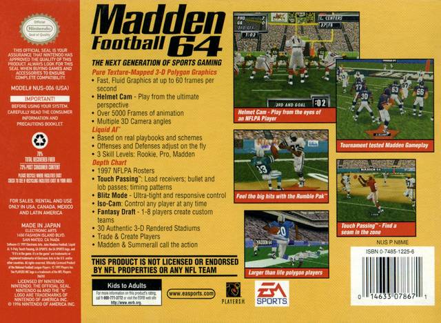 Madden Football 64 - Nintendo 64 Pre-Played