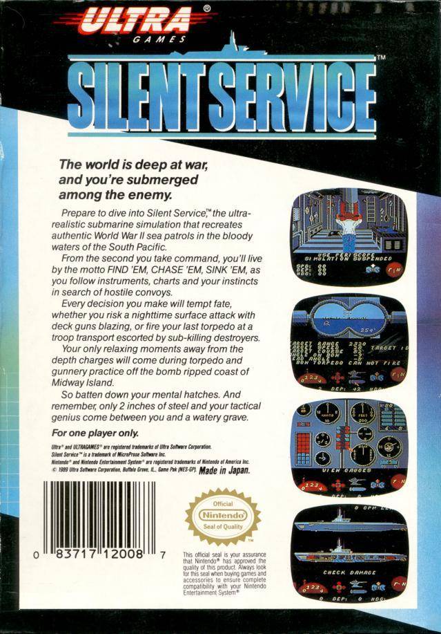 Silent Service Back Cover - Nintendo Entertainment System, NES Pre-Played