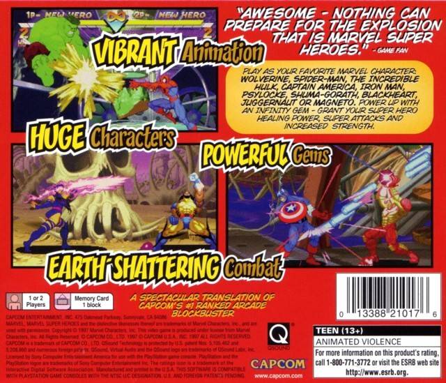 Marvel Super Heroes Back Cover - Playstation 1 Pre-Played