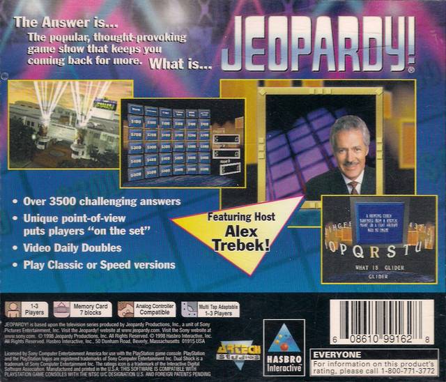 Jeopardy Back Cover - Playstation 1 Pre-Played