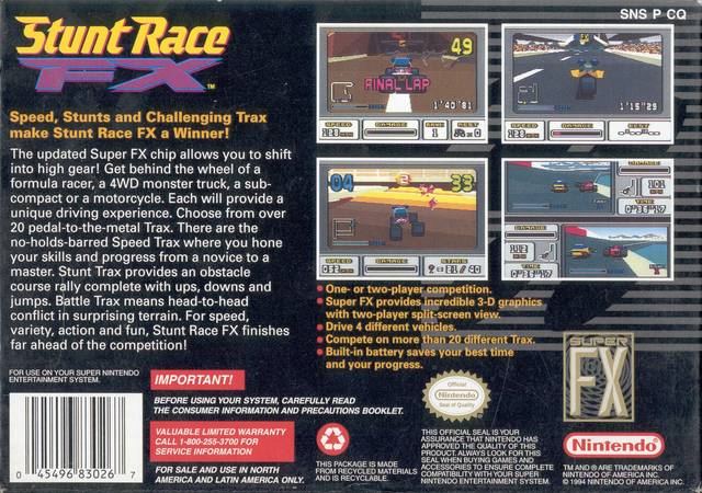 Stunt Race FX - Super Nintendo, SNES Pre-Played