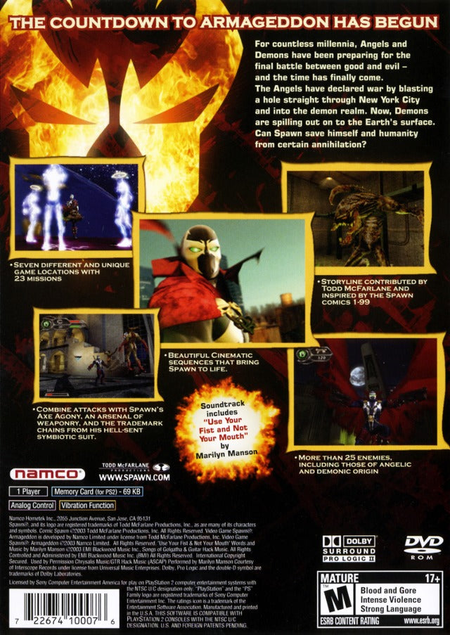 Spawn Armageddon Back Cover - Playstation 2 Pre-Played