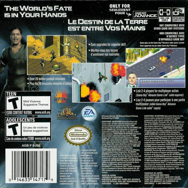 James Bond 007 Everything or Nothing  - Nintendo Gameboy Advance Pre-Played