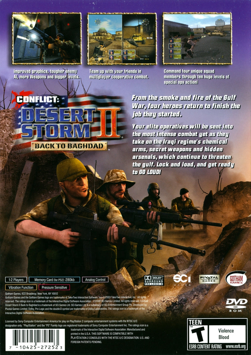 Conflict: Desert Storm II - Back to Baghdad Back Cover - Playstation 2 Pre-Played