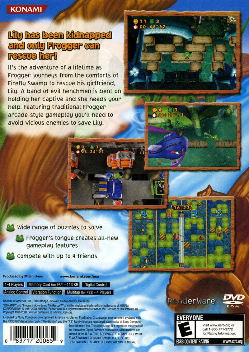 Frogger's Adventures The Rescue Back Cover - Playstation 2 Pre-Played