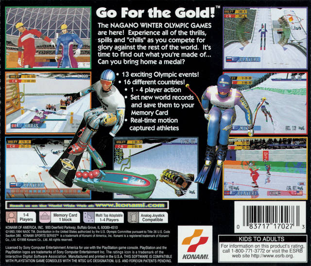 Nagano Winter Olympics 98 Back Cover - Playstation 1 Pre-Played