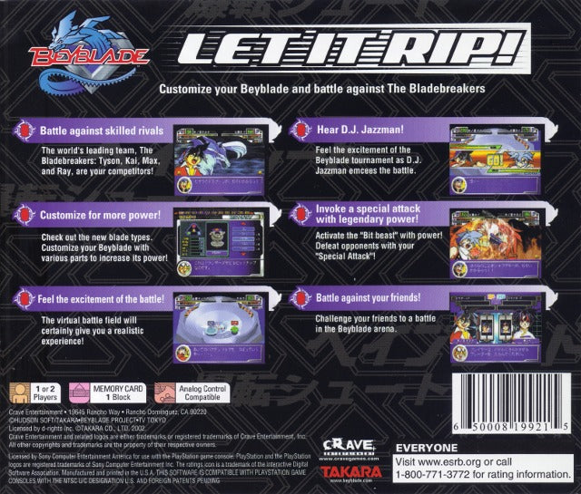 Beyblade Back Cover - Playstation 1 Pre-Played