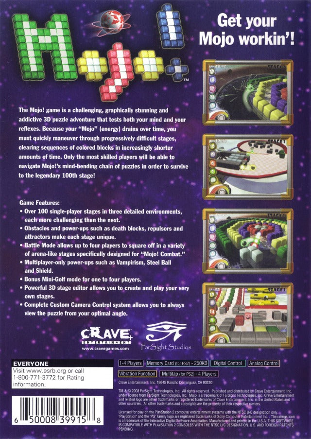 Mojo! Back Cover - Playstation 2 Pre-Played