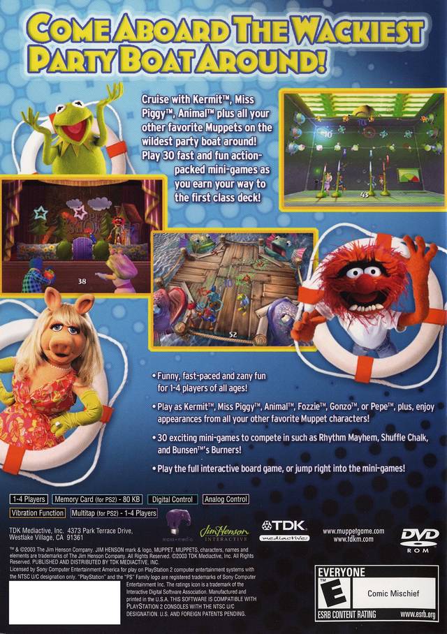 Muppets Party Cruise Back Cover - Playstation 2 Pre-Played