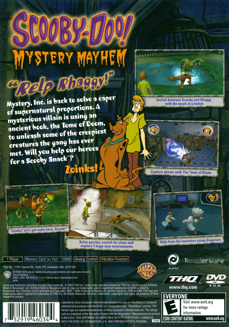 Scooby-Doo! Mystery Mayhem Back Cover - Playstation 2 Pre-Played