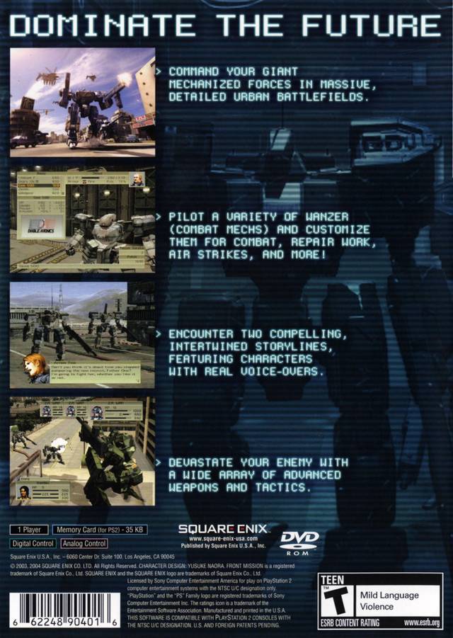 Front Mission 4 Back Cover - Playstation 2 Pre-Played