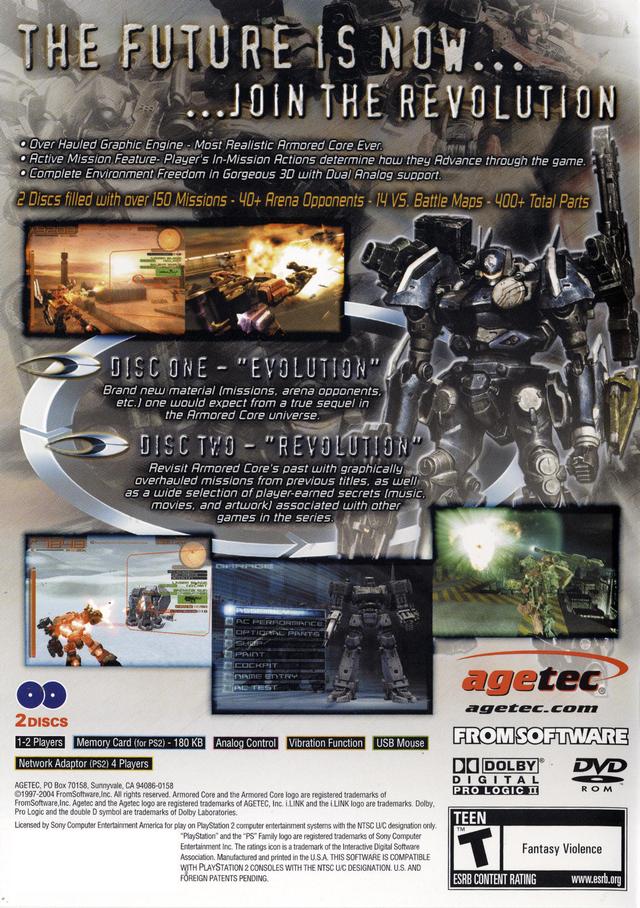 Armored Core Nexus Back Cover - Playstation 2 Pre-Played