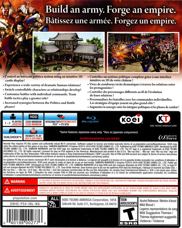 Samurai Warriors 4 Empires - Playstation 4 Pre-Played