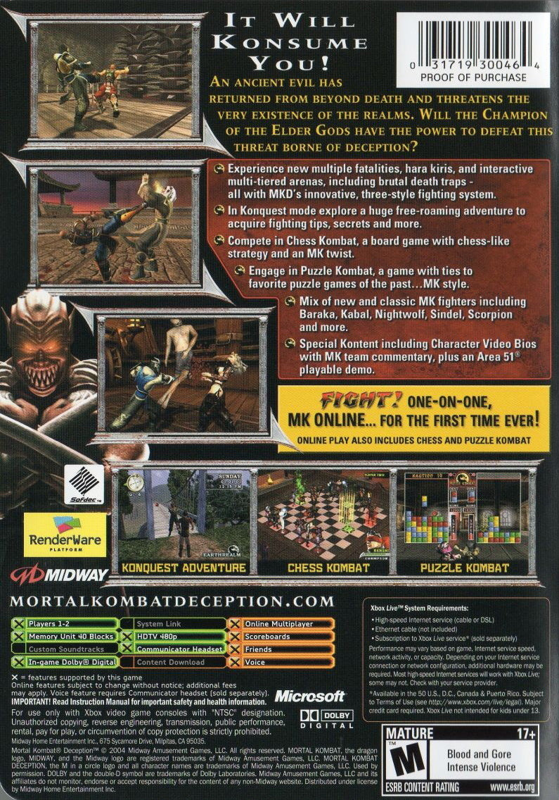 Mortal Kombat Deception  - Xbox Pre-Played