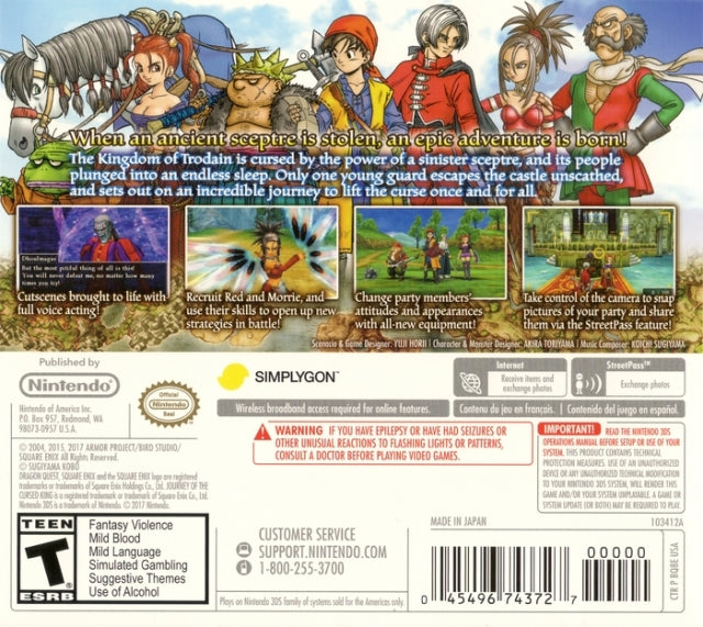 Dragon Quest VIII Journey of the Cursed King Back Cover - Nintendo 3DS Pre-Played