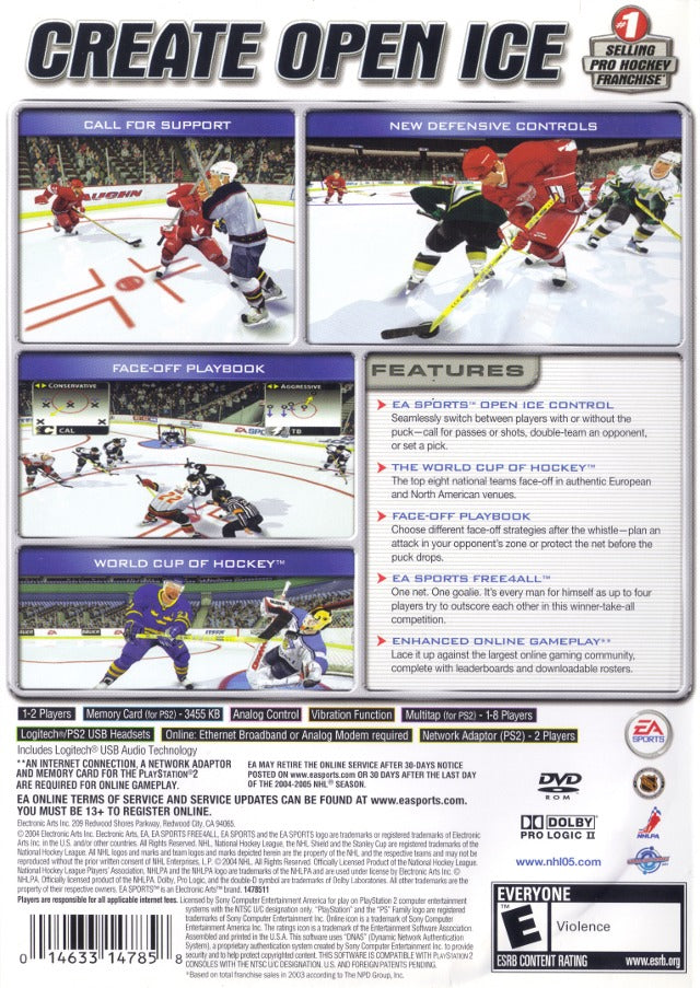 NHL 2005 Back Cover - Playstation 2 Pre-Played