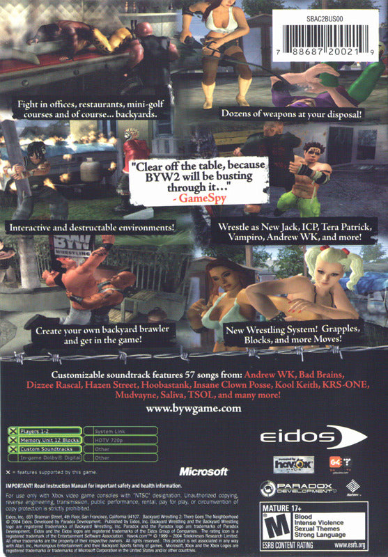 Backyard Wrestling 2  - Xbox Pre-Played