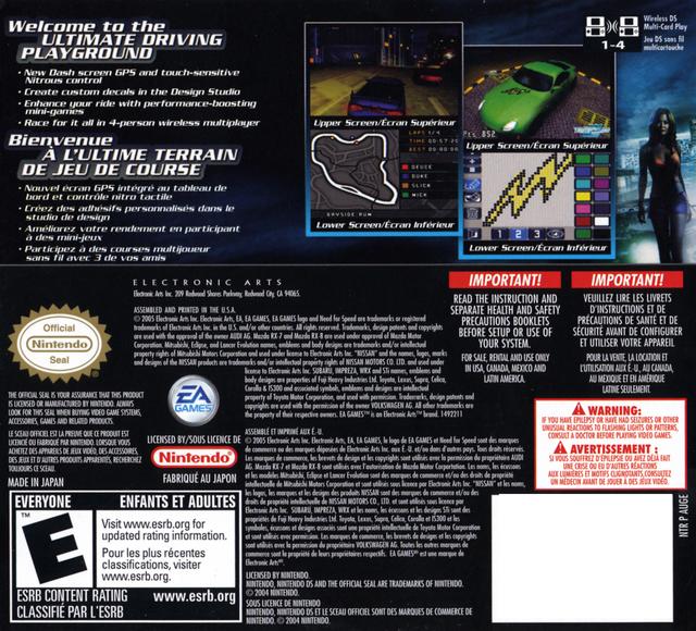 Need for Speed Underground 2 Back Cover - Nintendo DS Pre-Played