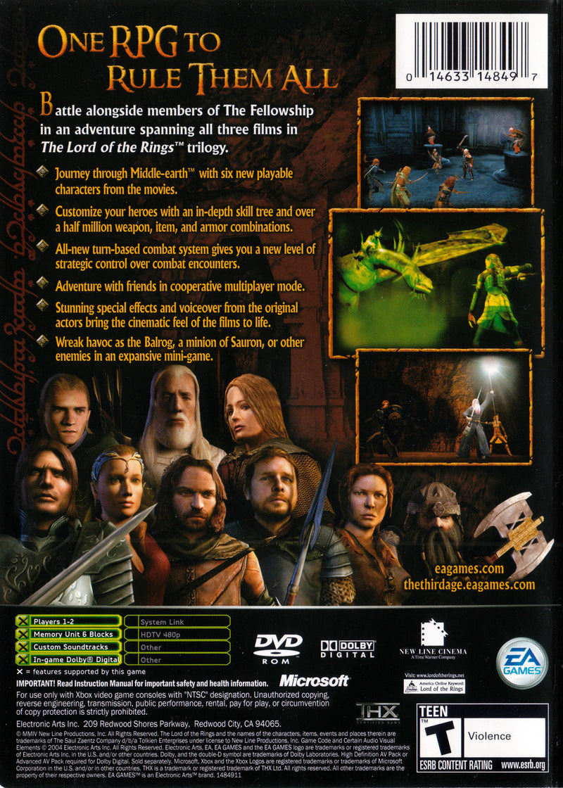 The Lord of the Rings The Third Age - Xbox Pre-Played
