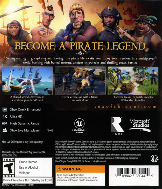 Sea of Thieves Back Cover - Xbox One Pre-Played