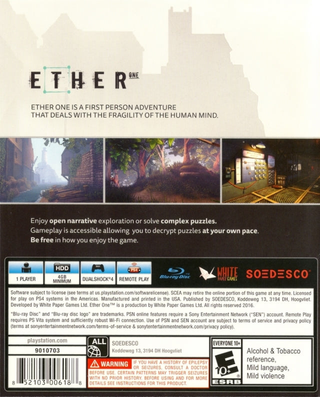 ETHER One Back Cover - Playstation 4 Pre-Played