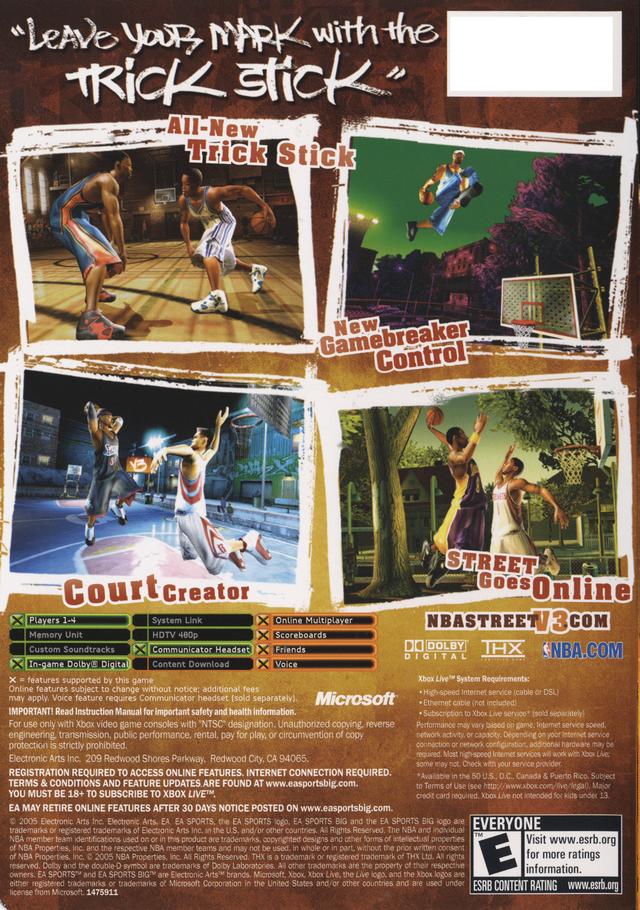 NBA Street Volume 3 Back Cover - Xbox Pre-Played