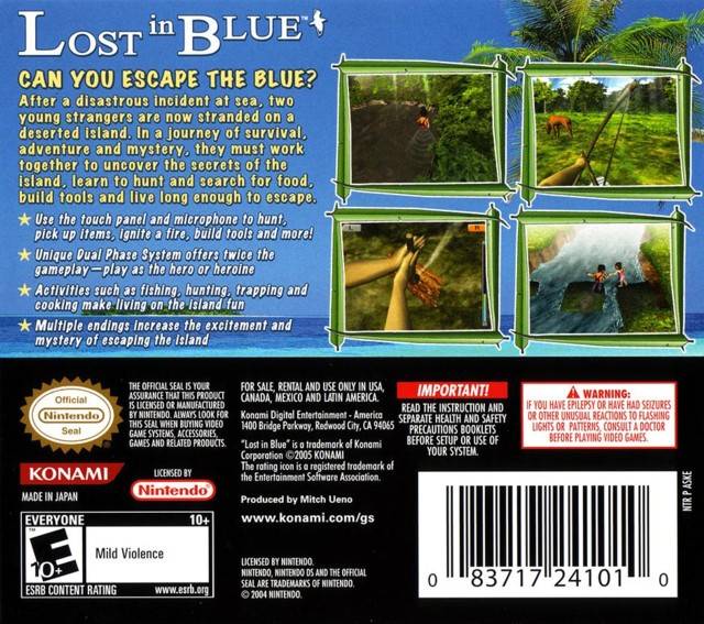 Lost in Blue Back Cover - Nintendo DS Pre-Played