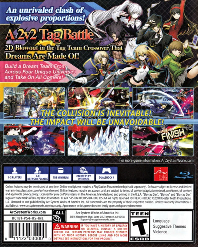 BlazeBlue Cross Tag Battle Back Cover - Playstation 4 Pre-Played