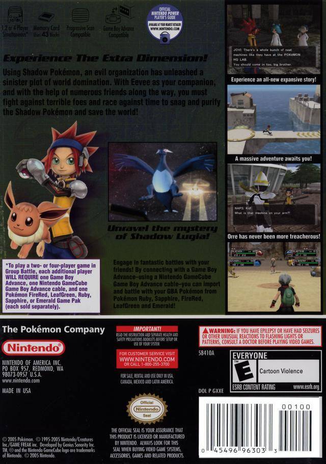 Pokemon XD: Gale of Darkness Back Cover - Nintendo Gamecube Pre-Played