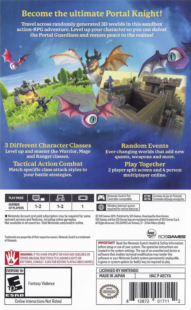 Portal Knights Back Cover - Nintendo Switch Pre-Played