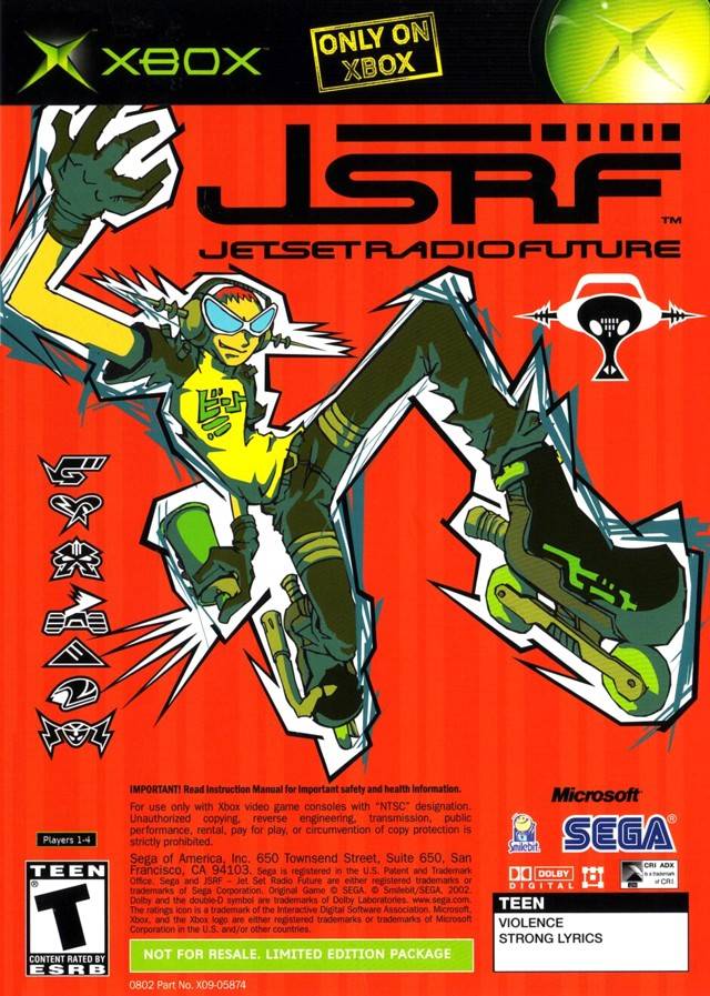 Jet Set Radio Future / Sega GT 2002 Two Game Pack Back Cover - Xbox Pre-Played