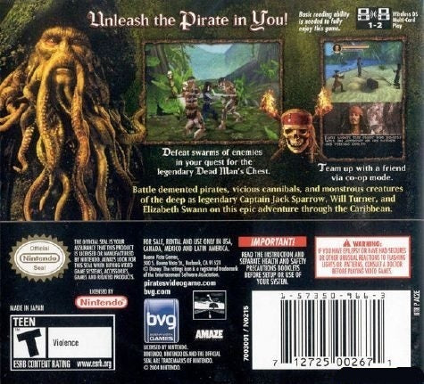 Pirates of the Caribbean Dead Man's Chest Back Cover - Nintendo DS Pre-Played